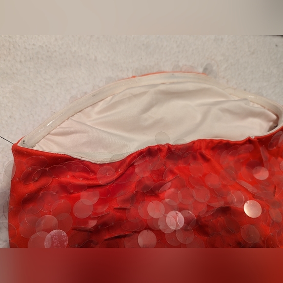 Party dress sleeveless clear sequined on orange rainbow color size small! - Picture 3 of 4